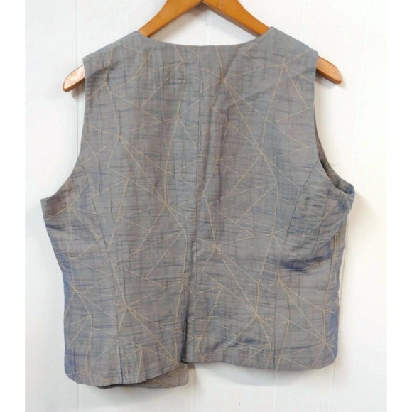 Lafayette 148 WM 14 Vest Linen Blend Grey/Blue Hidden Button Closure Made in USA - Picture 7 of 7